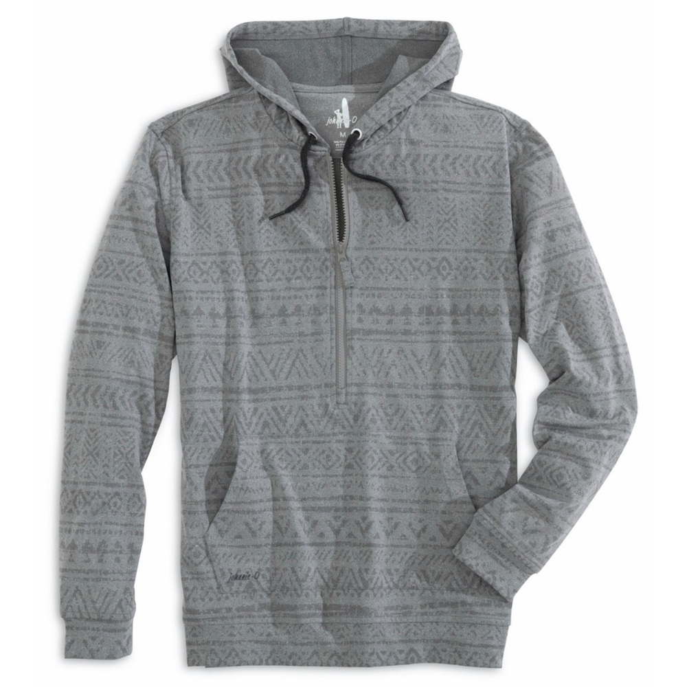 Johnnie-O Mackeys Printed Polar Fleece Golf Hoodie 1/2 Zip Mens Size XL Gray NWT